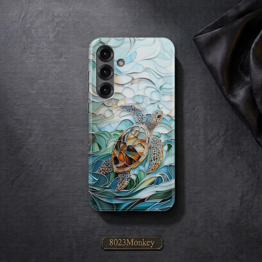 Stained Glass Sea Turtle MgaSafe Tough Cover for iPhone and Samsung