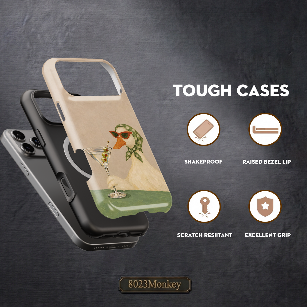 Funny Retro Duck Martini MgaSafe Tough Cover for iPhone and Samsung