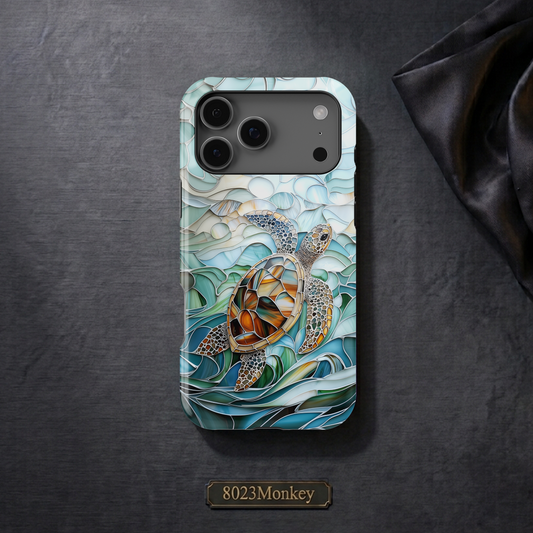 Stained Glass Sea Turtle MgaSafe Tough Cover for iPhone and Samsung