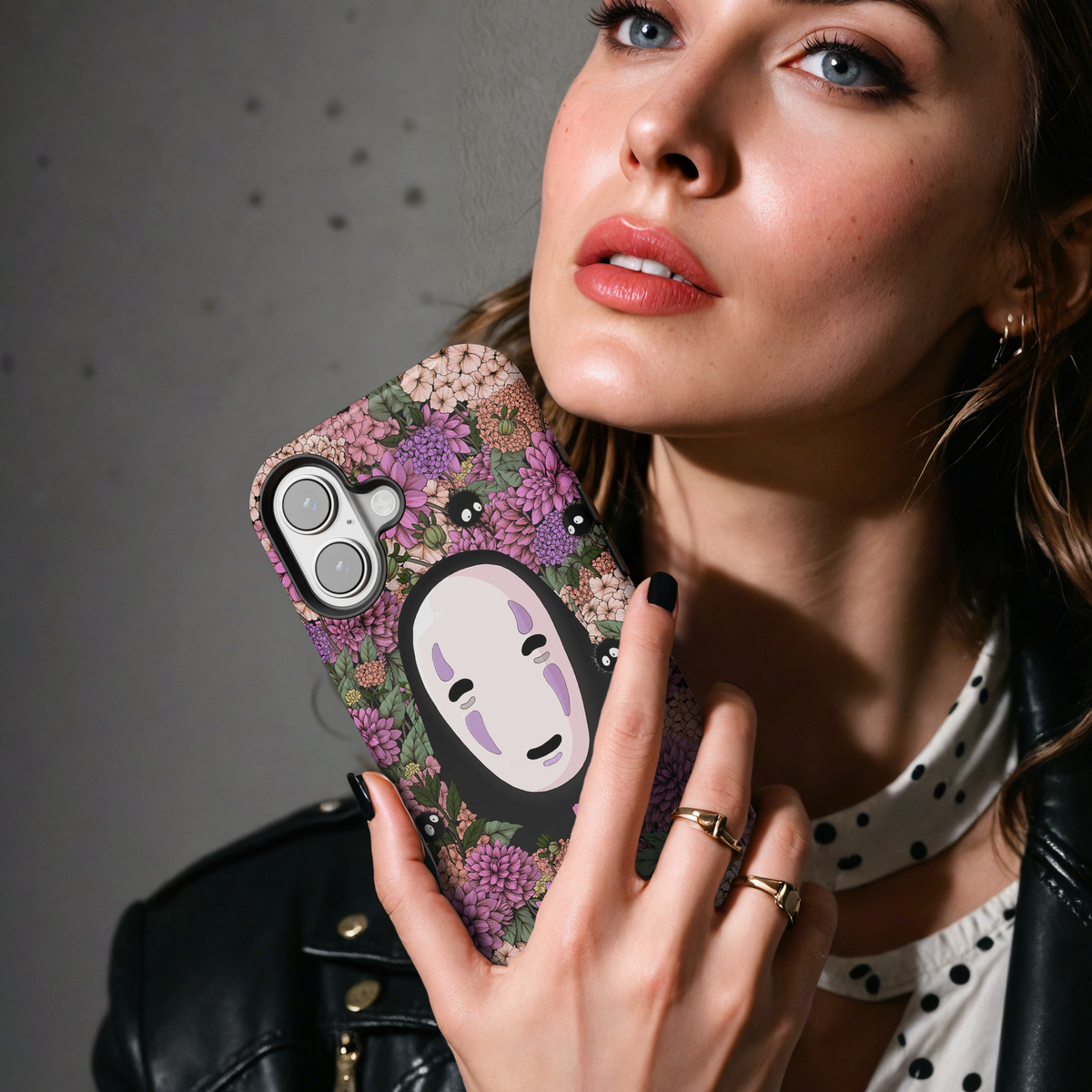 No Face Kaonashi Floral MgaSafe Tough Cover for iPhone and Samsung