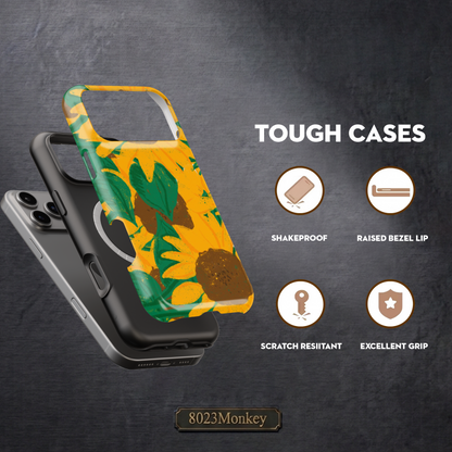 Vintage Sunflower Art MgaSafe Tough Cover for iPhone and Samsung