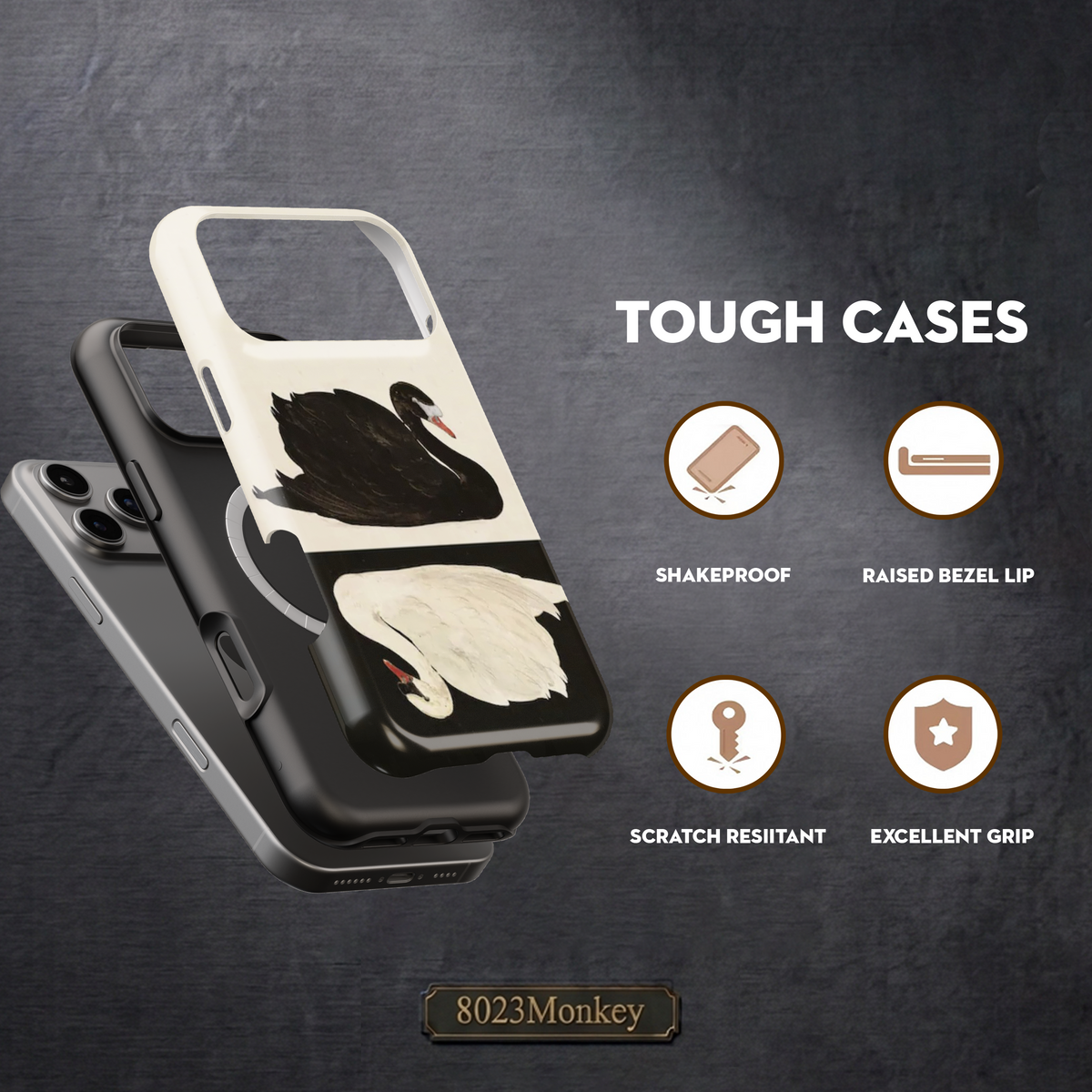 Black And White Swan Art MgaSafe Tough Cover for iPhone and Samsung