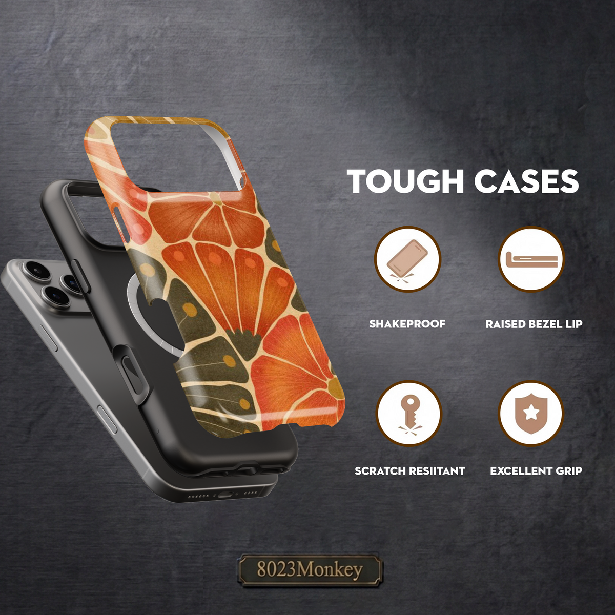 Retro Boho Floral MgaSafe Tough Cover for iPhone and Samsung