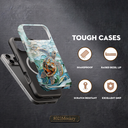 Stained Glass Sea Turtle MgaSafe Tough Cover for iPhone and Samsung